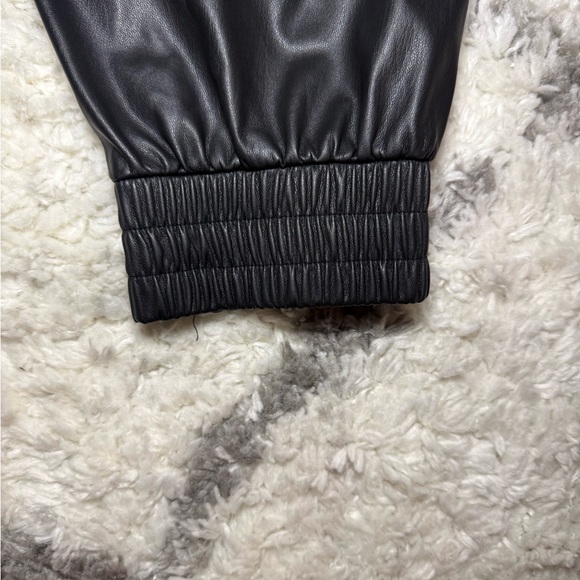 Karl Lagerfeld Paris Vegan Leather Drawstring Joggers - Picture 4 of 7